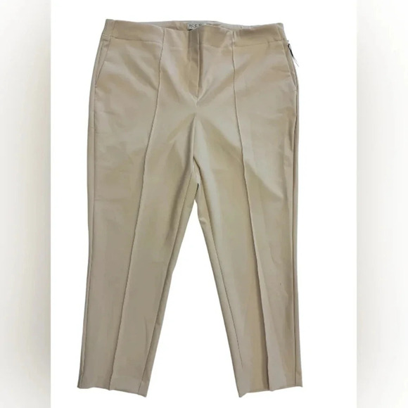 Rachel Zoe NWT Cream Colored Straight Leg Pleated Trousers - Picture 4 of 8